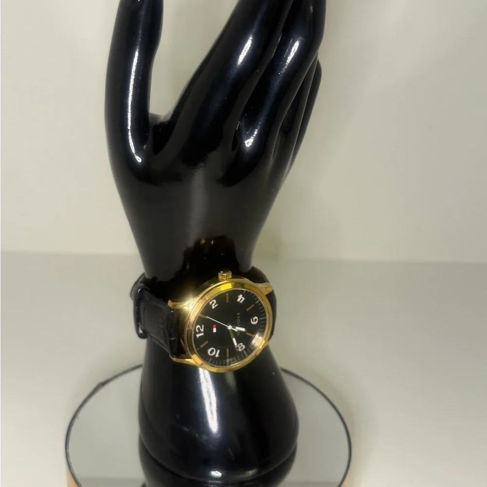Tommy Hilfiger Black and Gold Timepiece Unisex